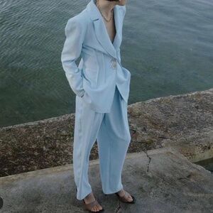 NWT MATCHING SET: C/MEO Collective Light Blue Wide Leg Pants